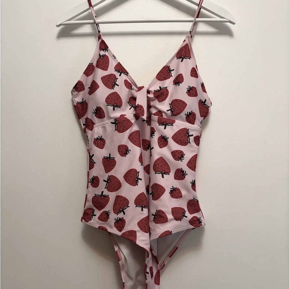 Strawberry Print Pink One Piece